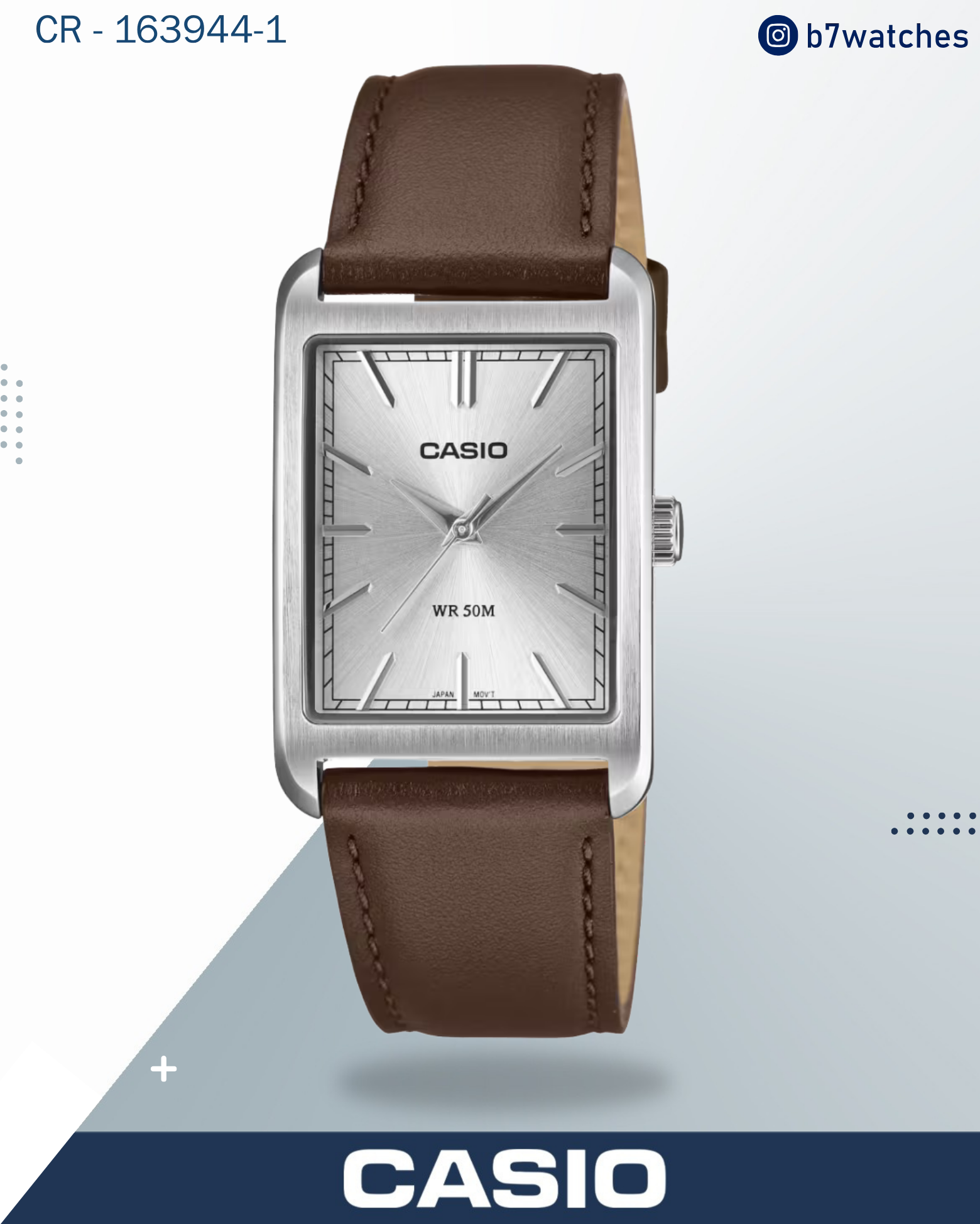ساعة كاسيو رجالية تناظرية موديل التانك TANK CASIO - MTP-B215L-7AV