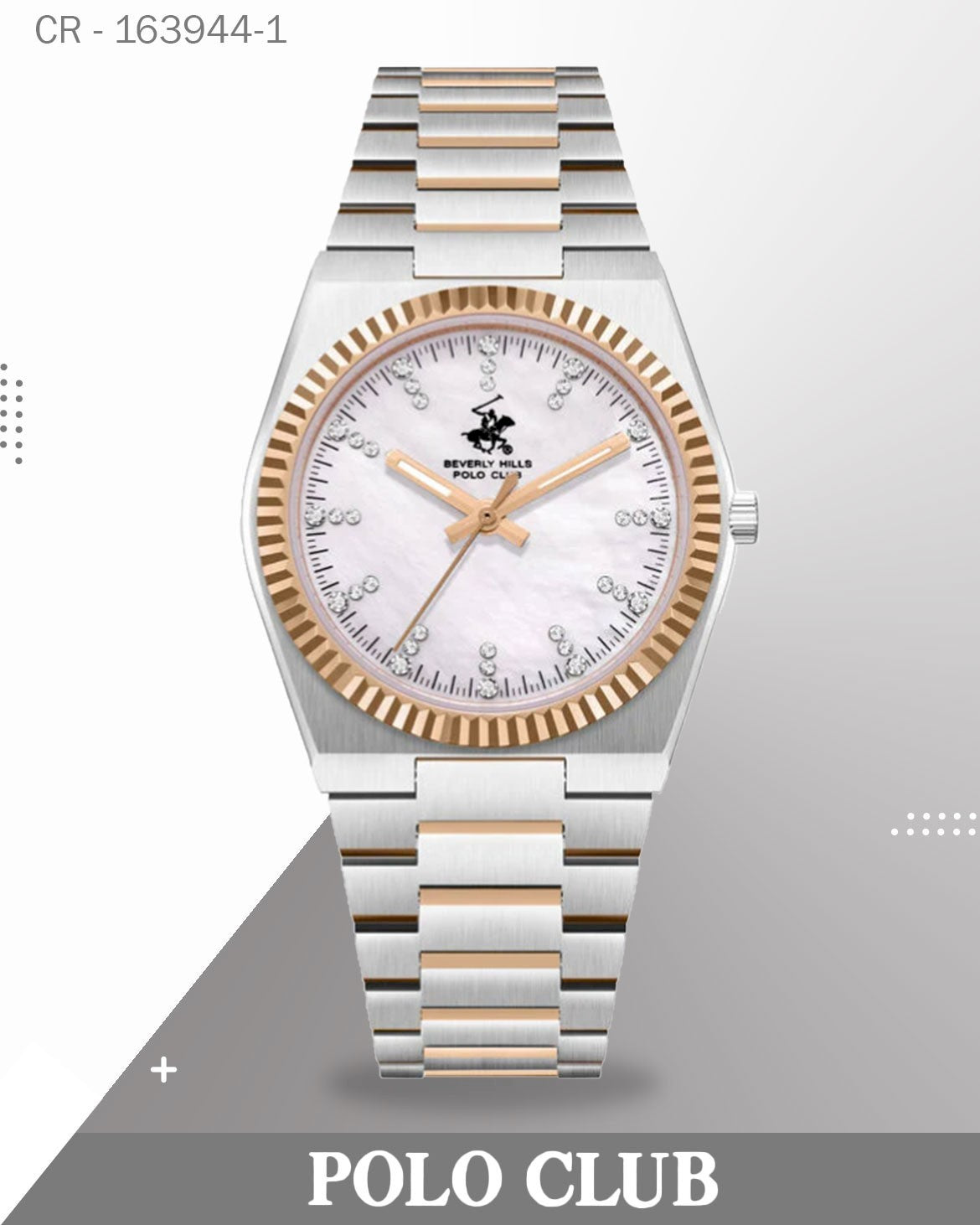 BP3862X.520 ,ساعة بولو كلوب النسائية، مينا من عرق اللؤلؤ وسوار من الفولاذ المقاوم للصدأ الفضي