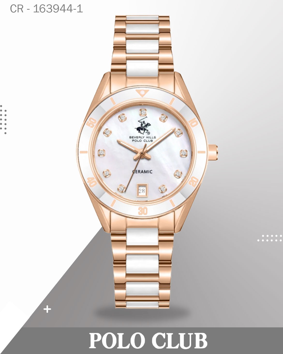 ساعة بولو كلوب النسائية التناظرية، مينا من عرق اللؤلؤ BP3829X.420