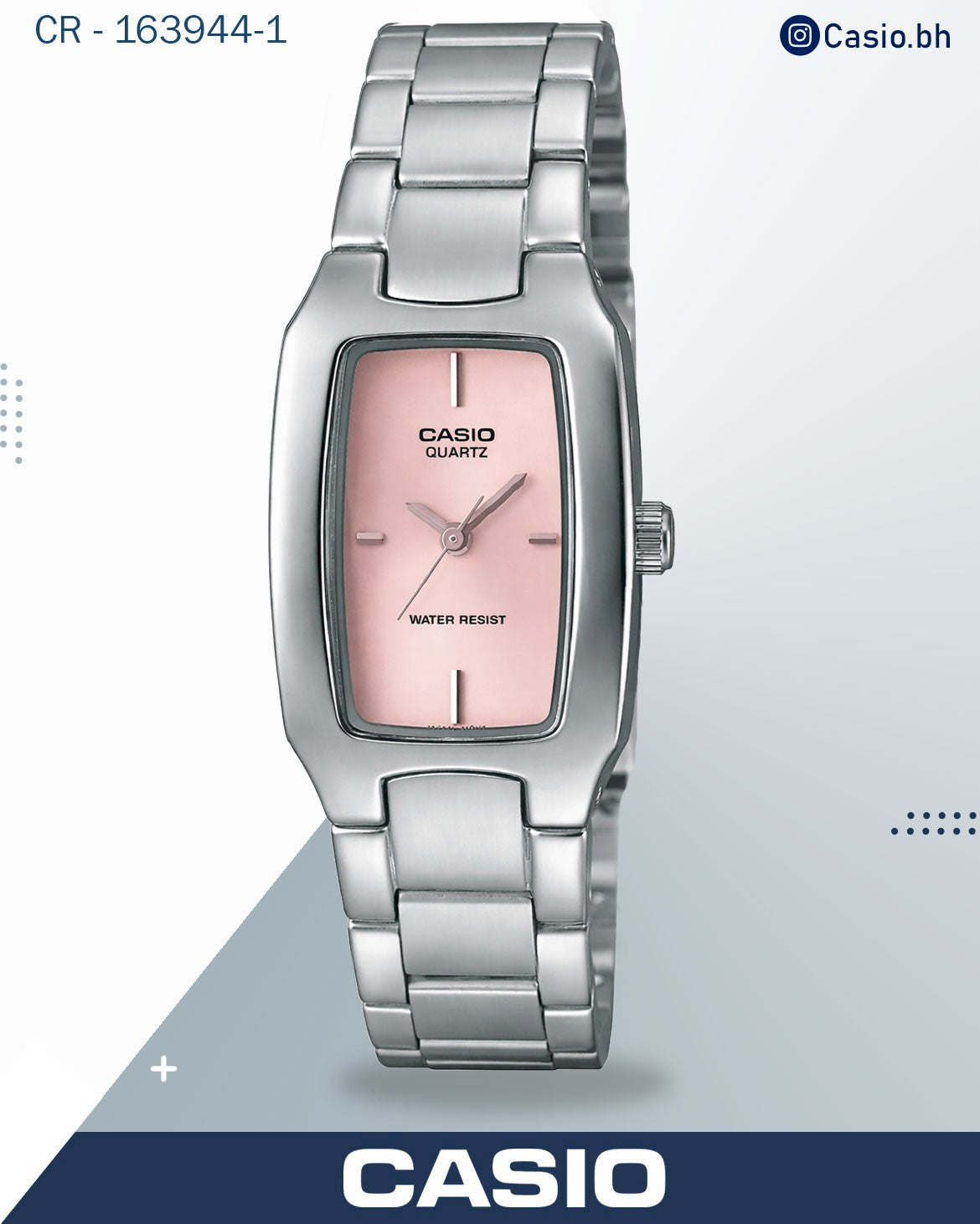 ساعة Casio LTP-1165A-4CDF نسائية أنالوج بميناء أبيض مع سوار من الفولاذ المقاوم للصدأ باللون الفض