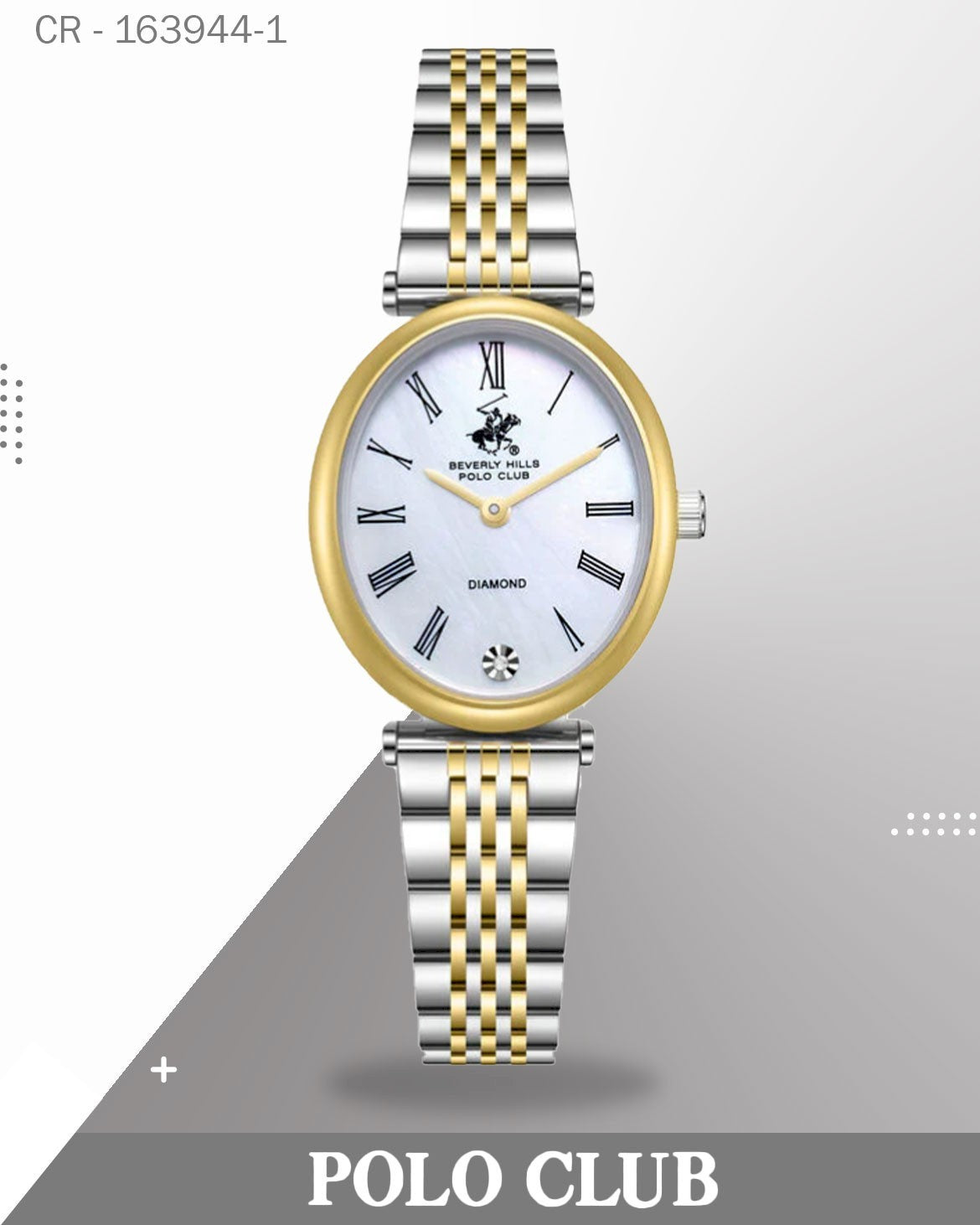 ساعة بولو كلوب النسائية، مينا من عرق اللؤلؤ وسوار ثنائي اللون، BP3872X.220