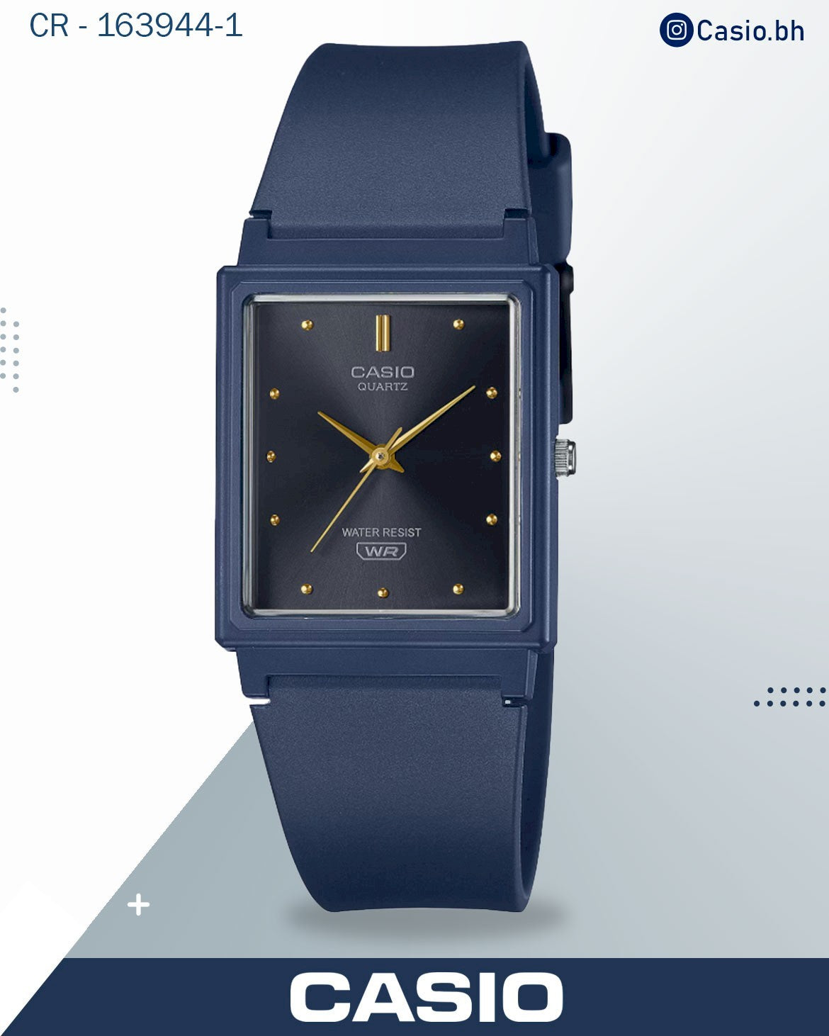 ساعة كاسيو نسائية أنالوج بميناء أسود مع سوار ريزن أزرق، MQ-38UC-2A1DF