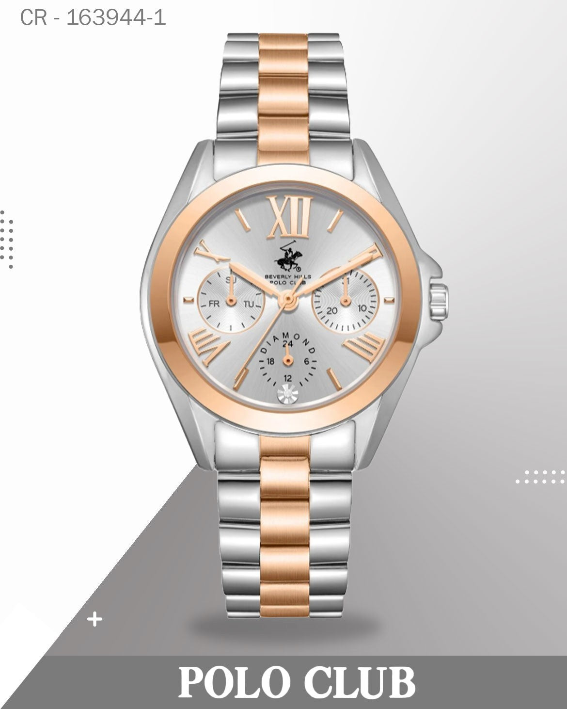 ساعة نسائية من هيلز بولو كلوب، عرض تناظري، بمينا فضي، الموديل BP3653C.530