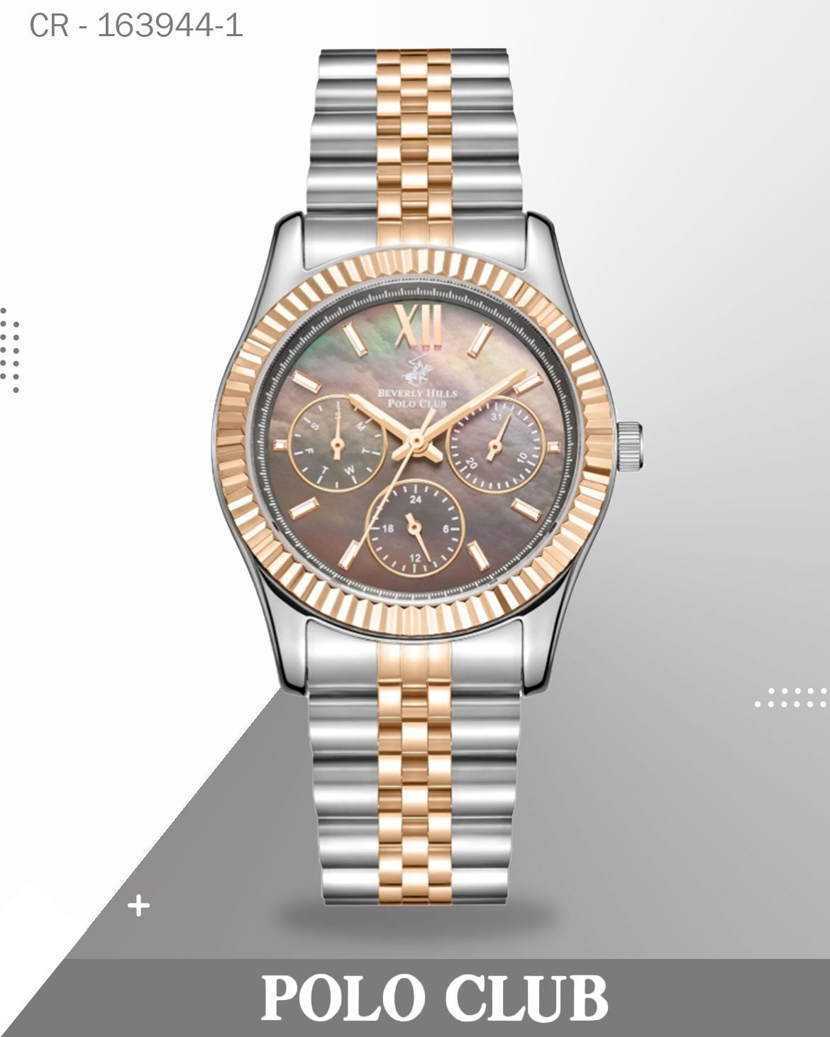 ساعة بولو كلوب النسائية، تناظرية، مينا من عرق اللؤلؤ، BP3169C.560