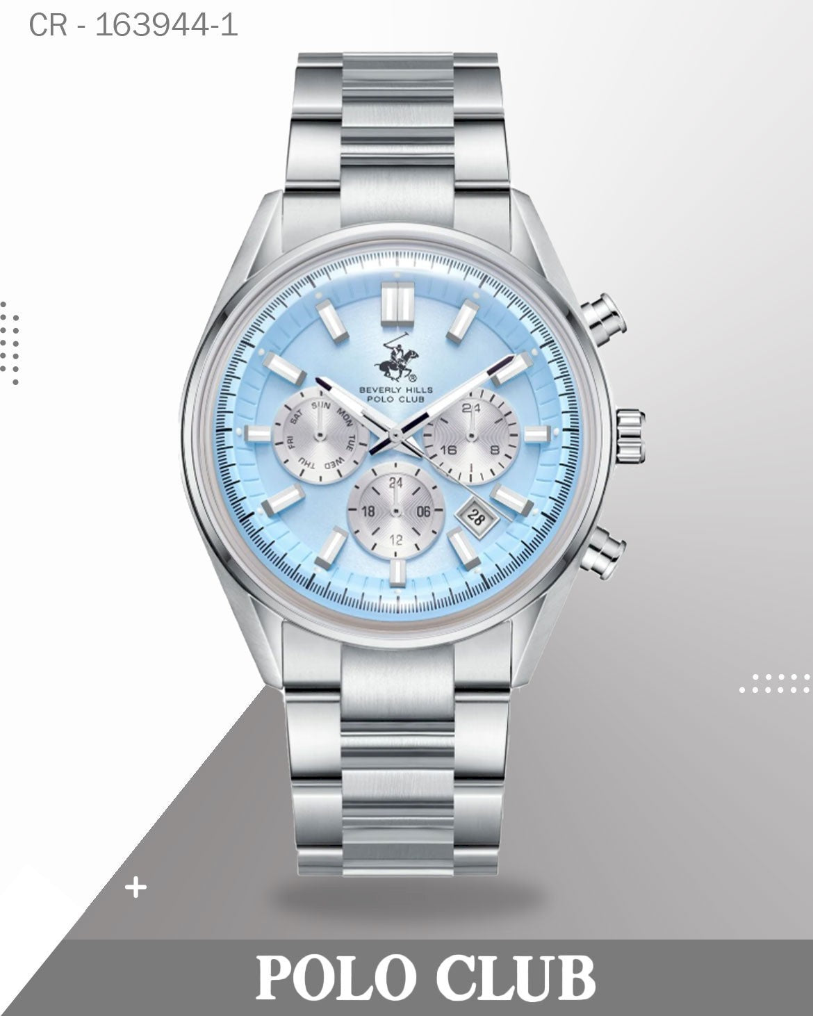 ساعة بولو كلوب رجالية أنالوج بميناء أزرق مع سوار من الفولاذ المقاوم للصدأ باللون الفضي، BP3781X.300