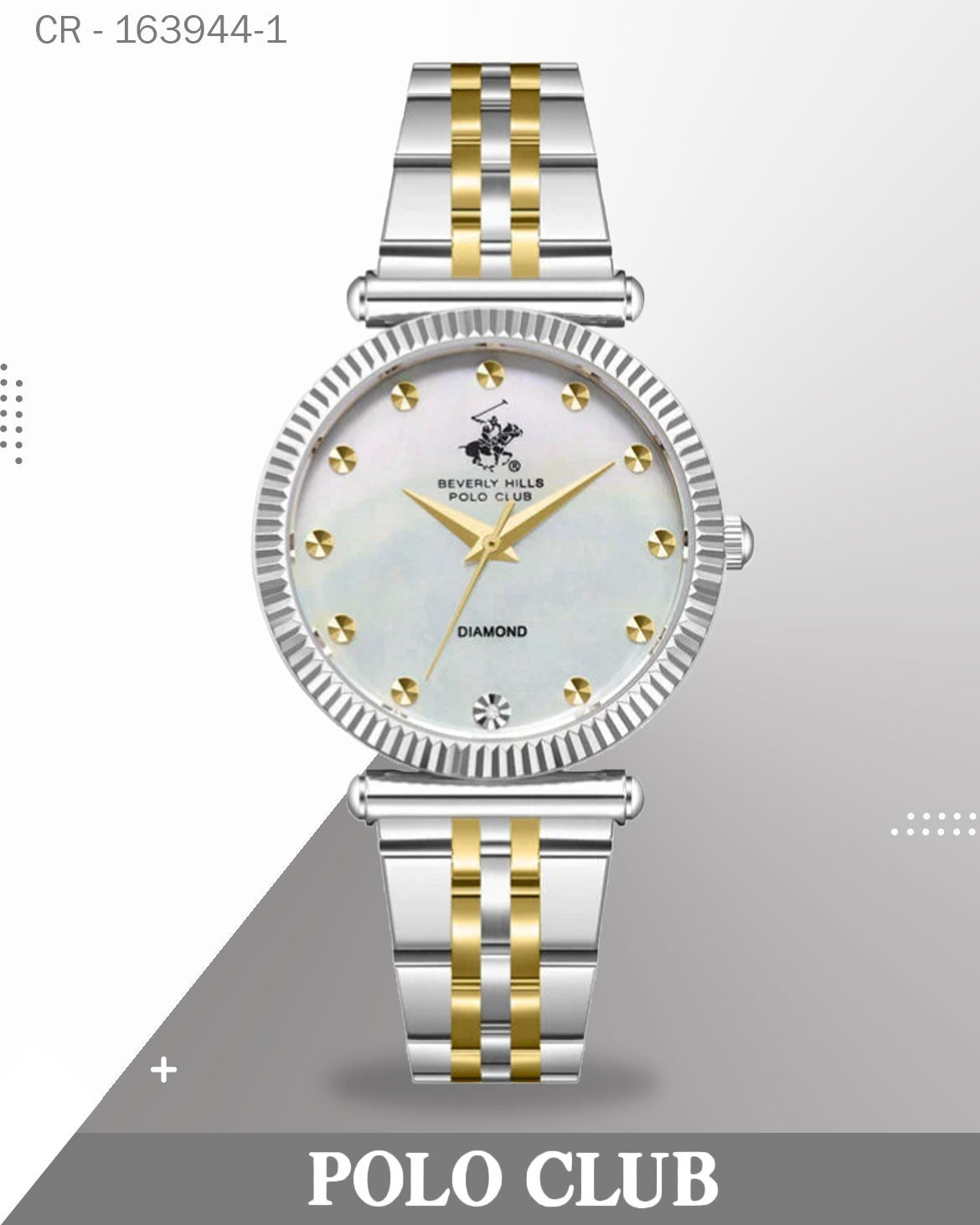 BP3881X.220 ,ساعة بولو كلوب النسائية، مينا من عرق اللؤلؤ وسوار من الفولاذ المقاوم للصدأ الفضي