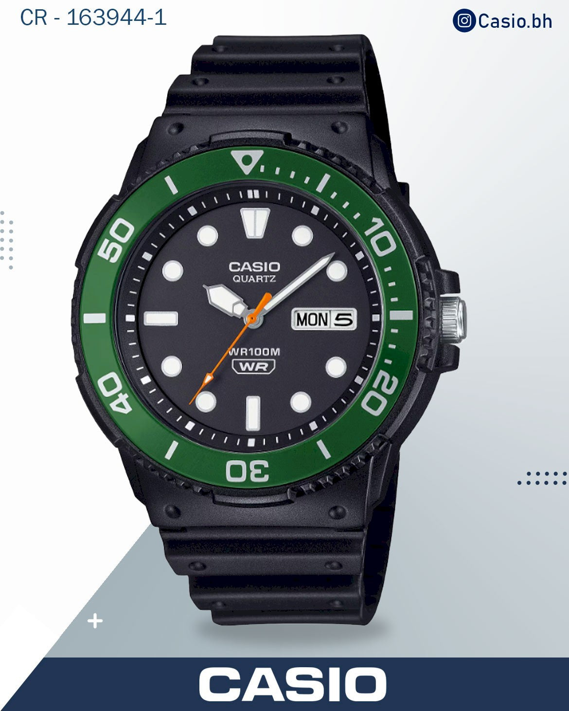 ساعة كاسيو رجالية تناظرية بمينا أسود وسوار من الراتنج الأسود، MRW-230H-1E2VDF