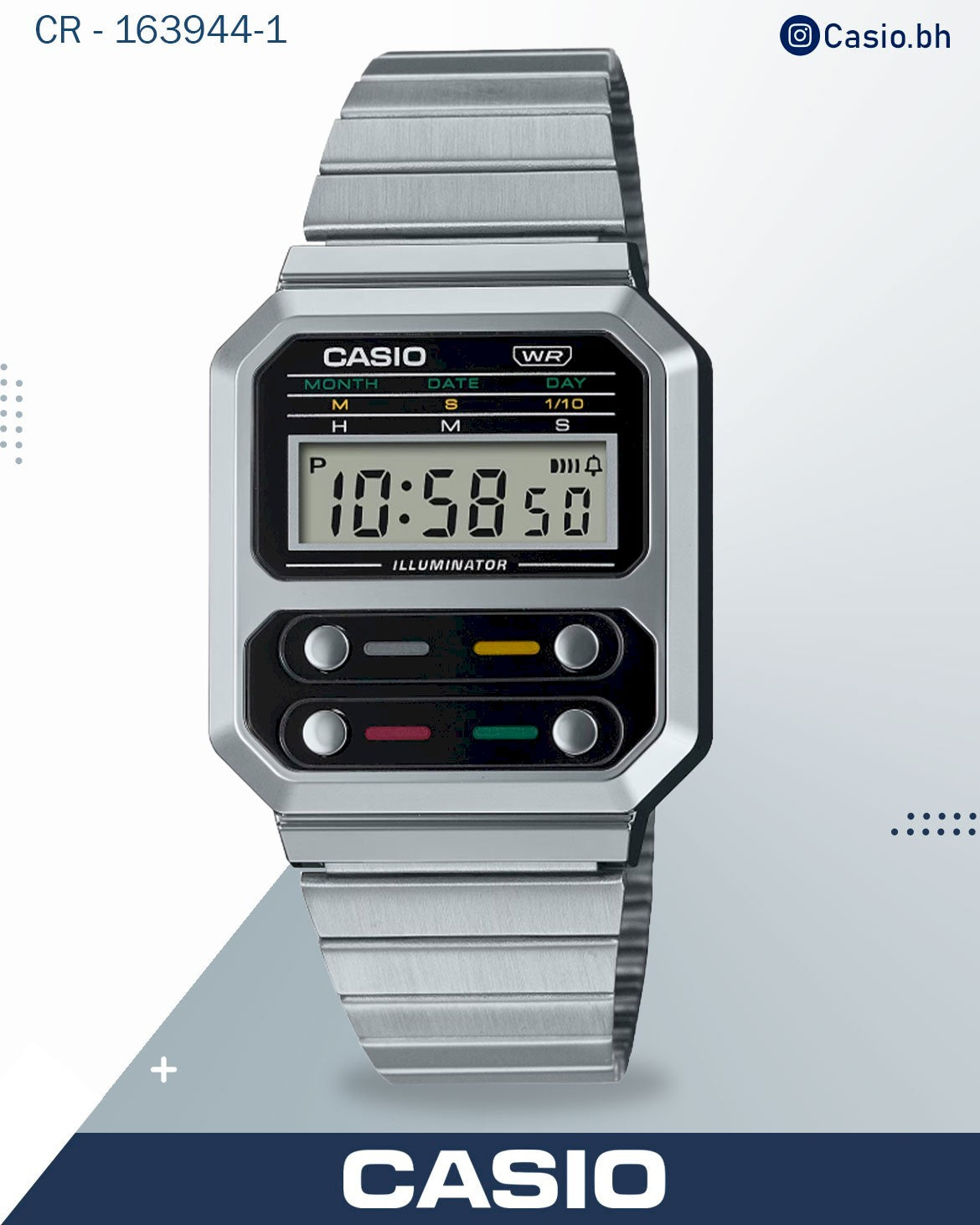 ساعة كاسيو رجالية من مجموعة فينتج، شاشة رقمية، مينا أسود A100WE-1ADF