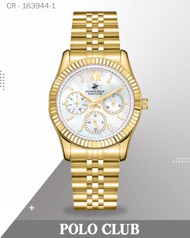 BP3169C.121 ,ساعة بولو نسائية تناظرية، مينا من عرق اللؤلؤ، متعددة الوظائف مع سوار ثنائي اللون