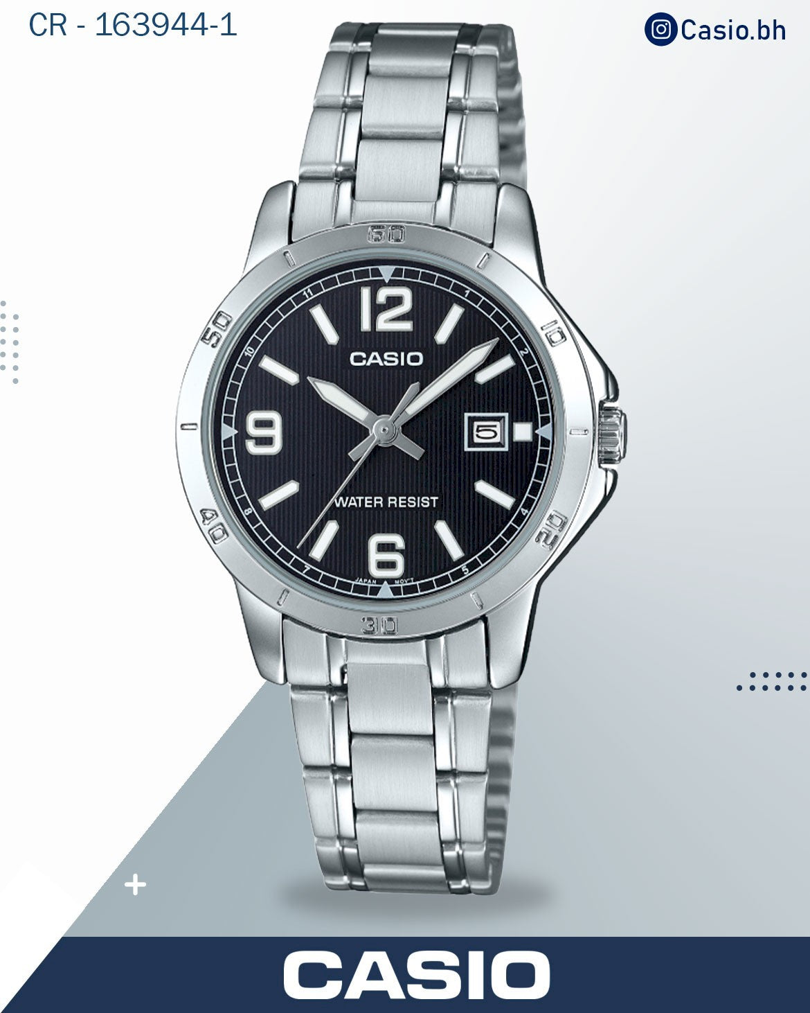 ساعة كاسيو نسائية تناظرية، مينا فضي LTP-V004D-7B2