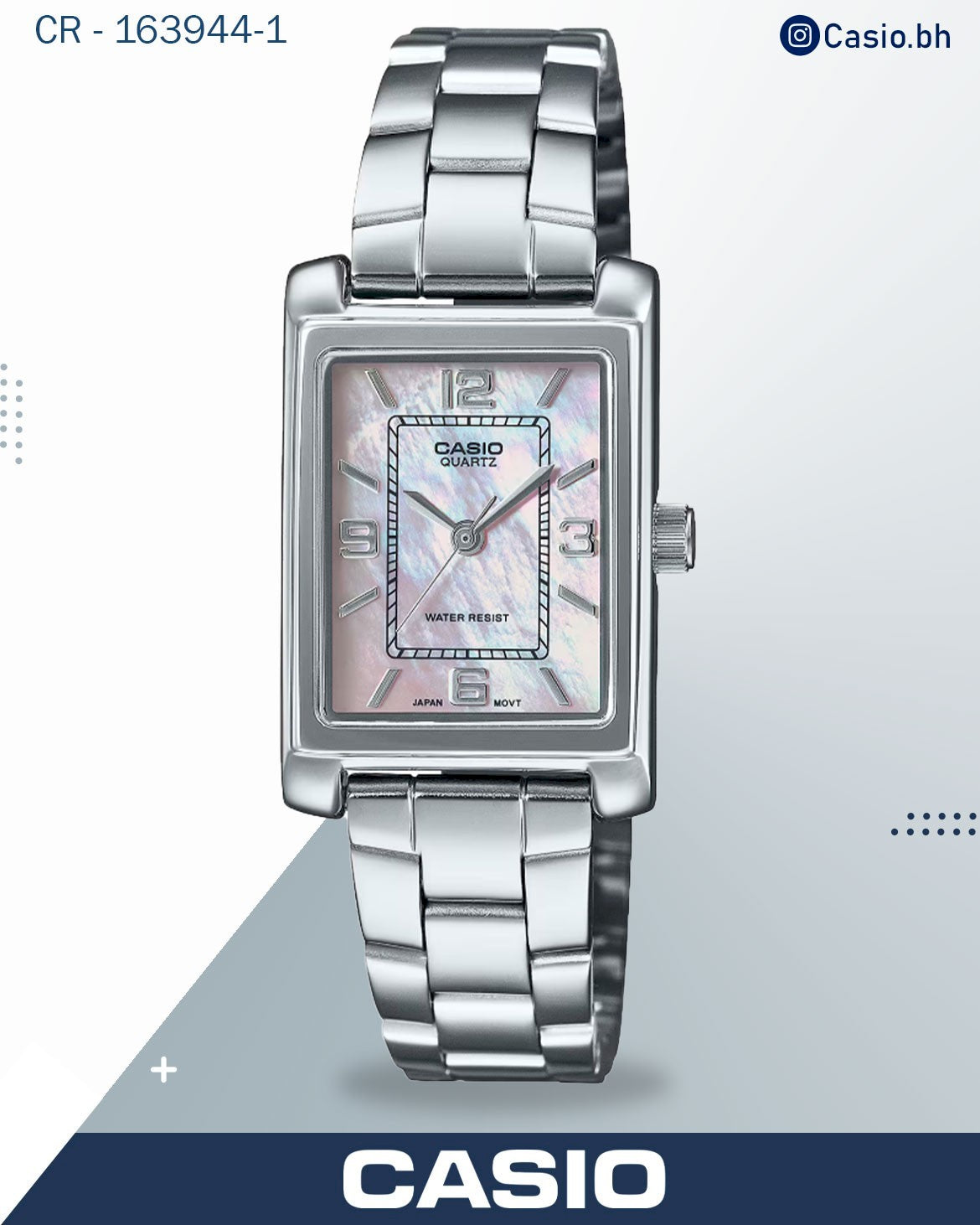 ساعة كاسيو نسائية تناظرية بمينا وردي وسوار من الفولاذ المقاوم للصدأ الفضي، LTP-1234DS-4ADF