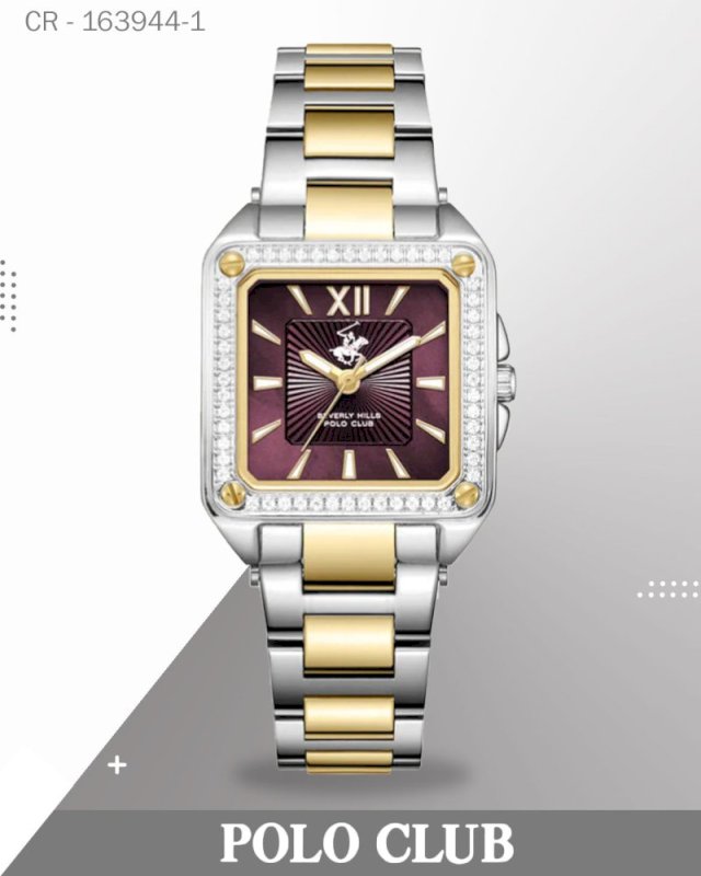 BP3671C.280 ,ساعة بولو كلوب النسائية التناظرية، مينا بنفسجي مع سوار من الفولاذ المقاوم للصدأ بلونين