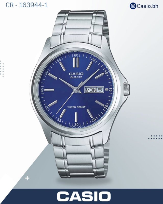 ساعة كاسيو رجالية تناظرية، مينا أسود، سوار من الفولاذ المقاوم للصدأ الفضي، MTP-1183A-1ADF