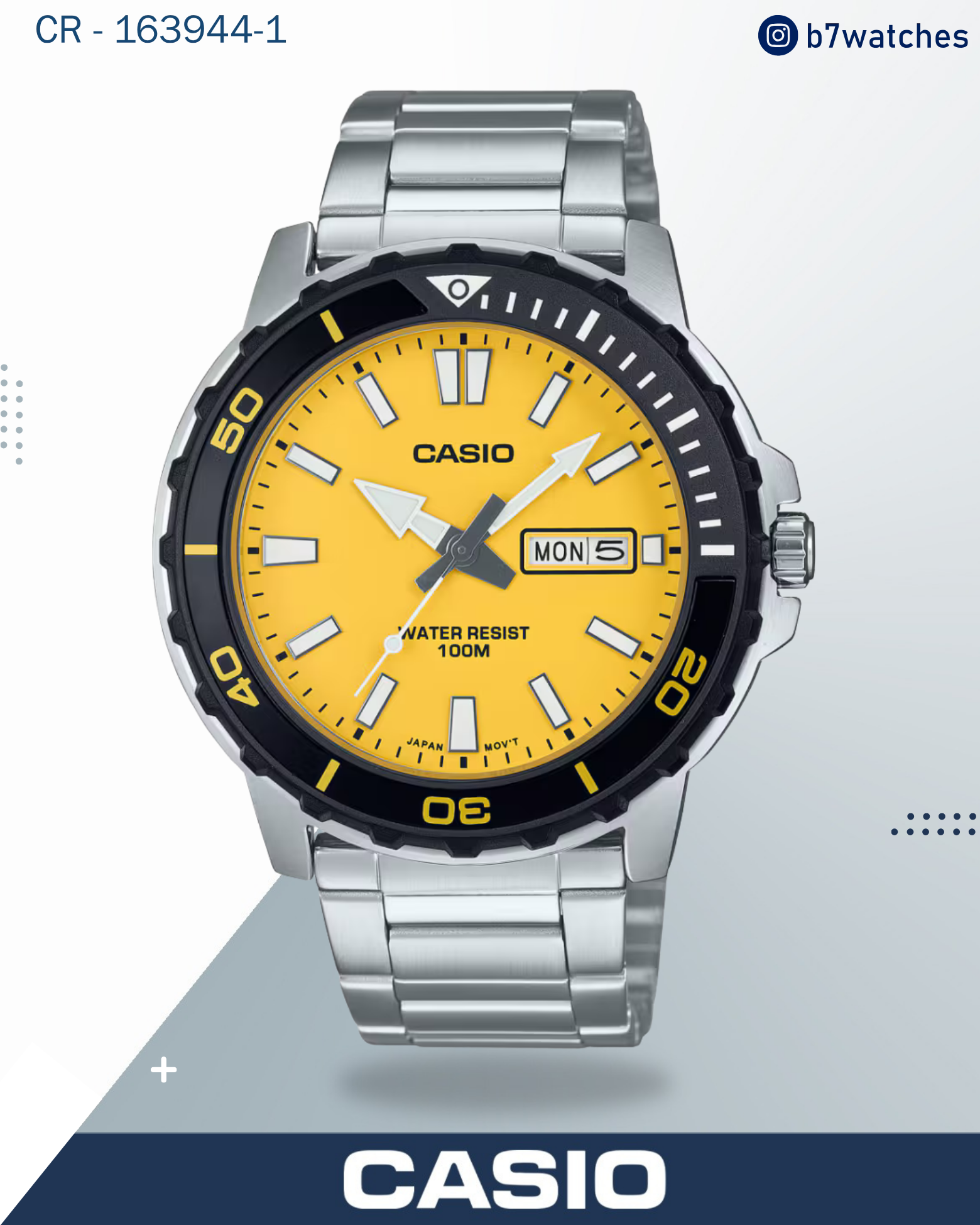 ساعة كاسيو بامبلبي / رجالية مينة اصفر مع MTD-125D-9AV تاريخ وايام