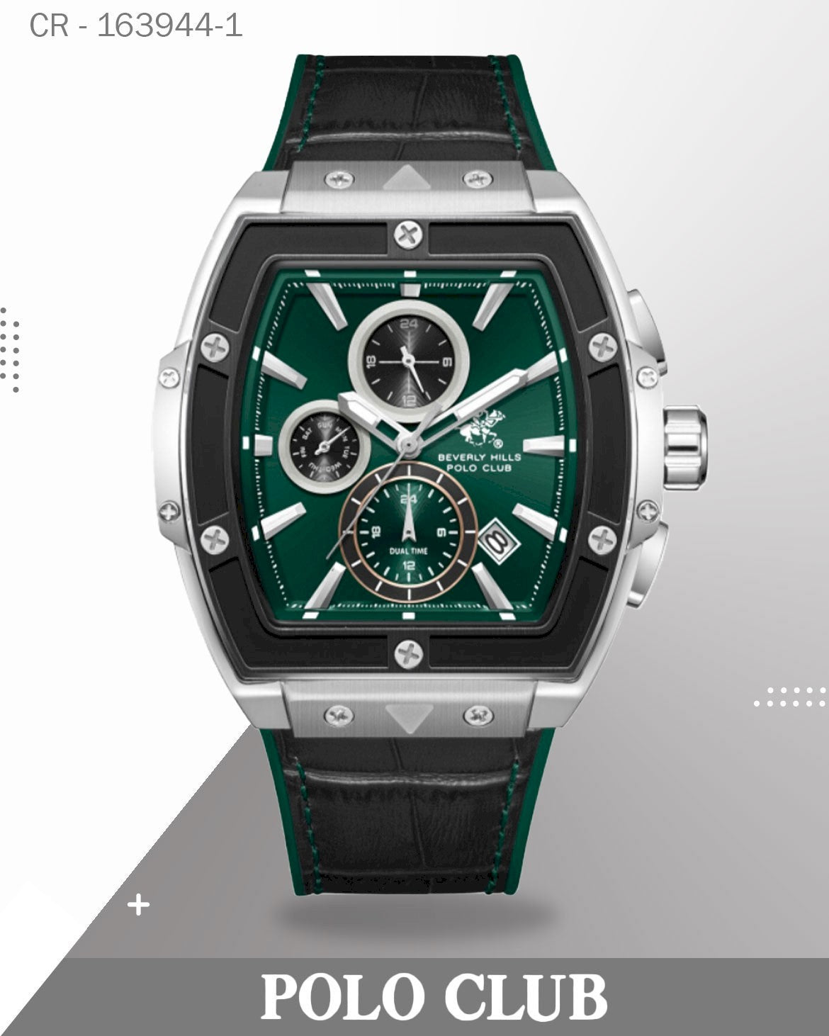 ساعة بولو كلوب رجالية بحزام جلد وسيليكون، BP3841X.371