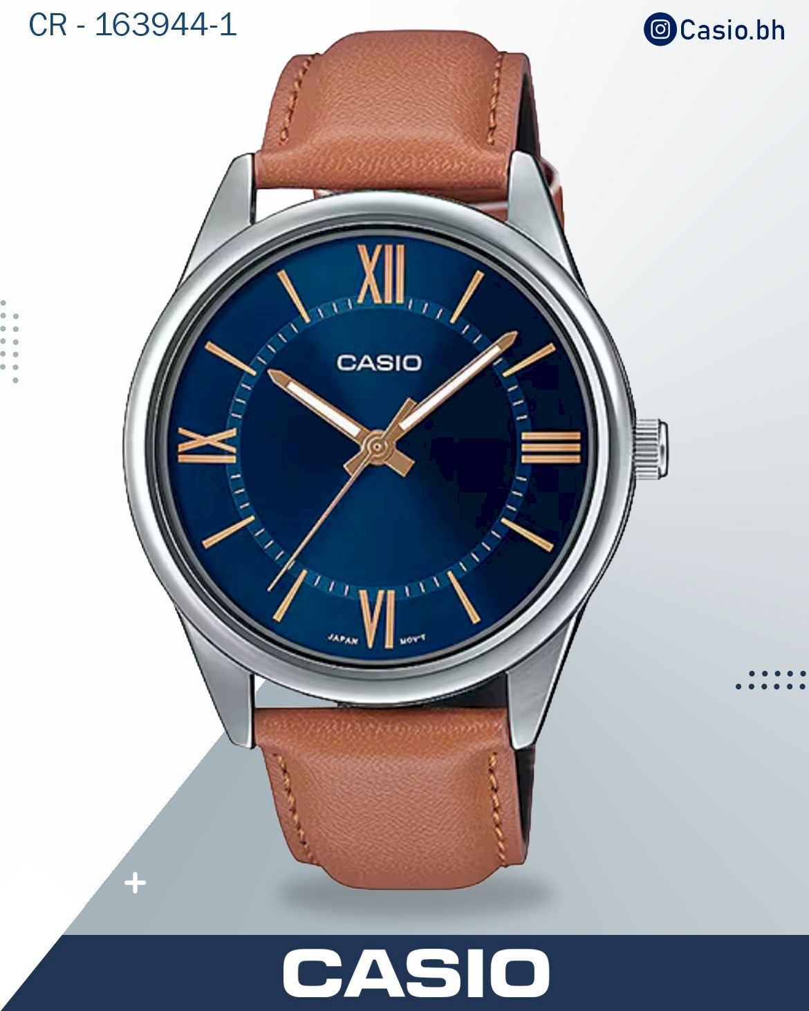 ساعة كاسيو رجالية تناظرية، مينا فضي، سوار جلدي بني، MTP-V005L-7B5