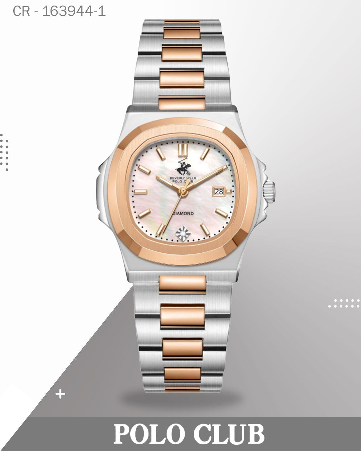 ساعة بولو كلوب النسائية التناظرية المصنوعة من عرق اللؤلؤ، BP3780X.520