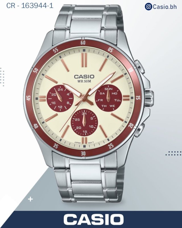 ساعة كاسيو الرجالية Enticer التناظرية MTP-1374D-7A2V