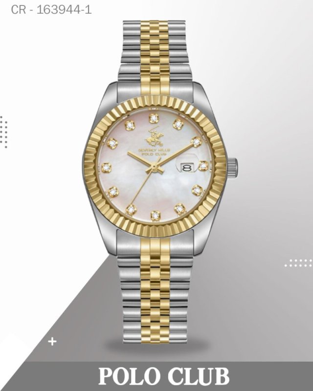 bp3654x.220 ,ساعة بولو كلوب النسائية، مينا من عرق اللؤلؤ وسوار من الفولاذ المقاوم للصدأ الفضي