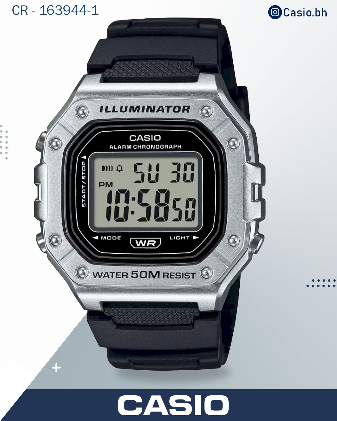 ساعة كاسيو رجالية رقمية، هيكل ذهبي وردي، سوار من الراتنج الأسود، W-218HM-5BVDF