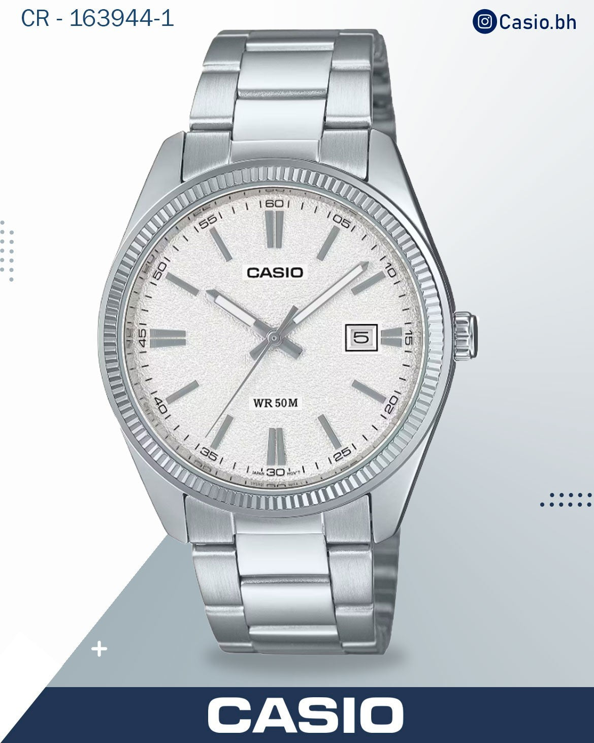 ساعة كاسيو رجالية تناظرية بمينا فيروزي وسوار من الفولاذ المقاوم للصدأ، MTP-1302DA-2A2VDF