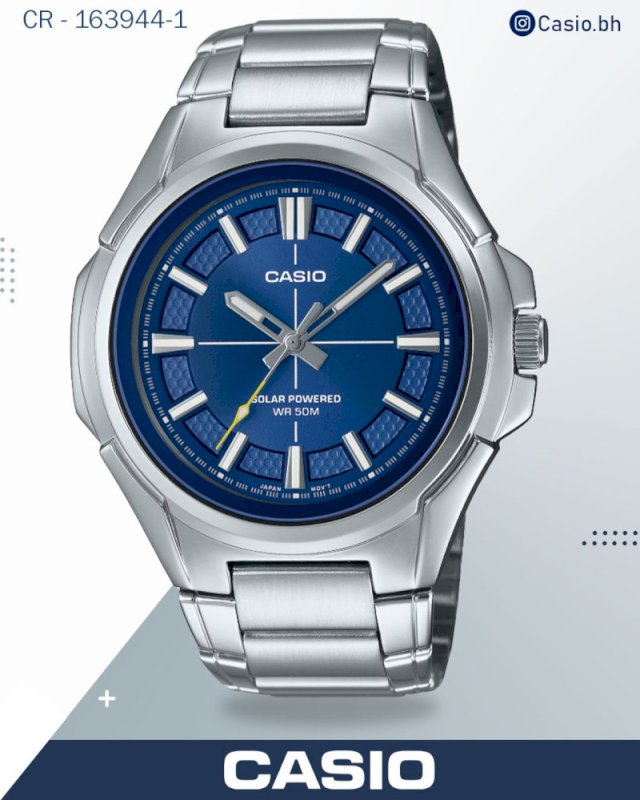 ساعة كاسيو إنتيسر MTP-RS100D-2AVDF تعمل بالطاقة الشمسية، ساعة تناظرية للرجال