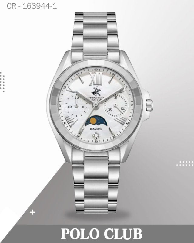 BP3763X.320 ,ساعة بولو كلوب النسائية ذات مؤشر أطوار القمر، تناظرية، مينا من عرق اللؤلؤ