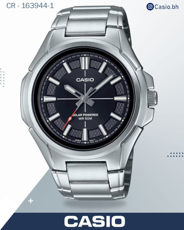 ساعة كاسيو إنتيسر MTP-RS100D-2AVDF تعمل بالطاقة الشمسية، ساعة تناظرية للرجال