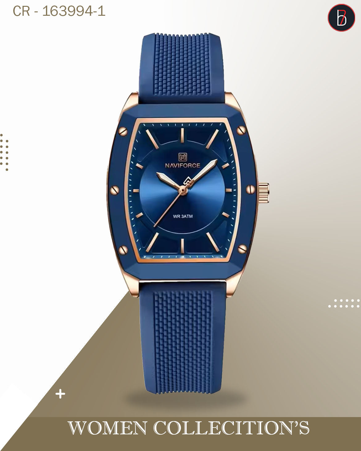 ساعة نافيفورس NF5049 النسائية كوارتز، سوار سيليكون، ساعة رياضية أنيقة وبسيطة بتصميم برميل، مقاومة للماء.