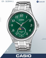ساعة كاسيو رجالية بتصميم كلاسيكي ومؤشر لمراحل القمر، موديل MTP-M110D-3AV