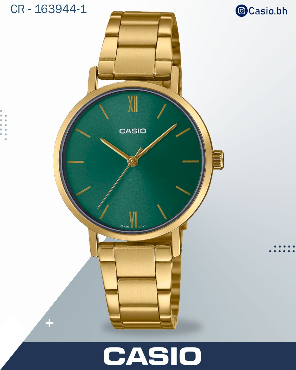 ساعة كاسيو Enticer نسائية بعقارب LTP-VT02G-3AUDF