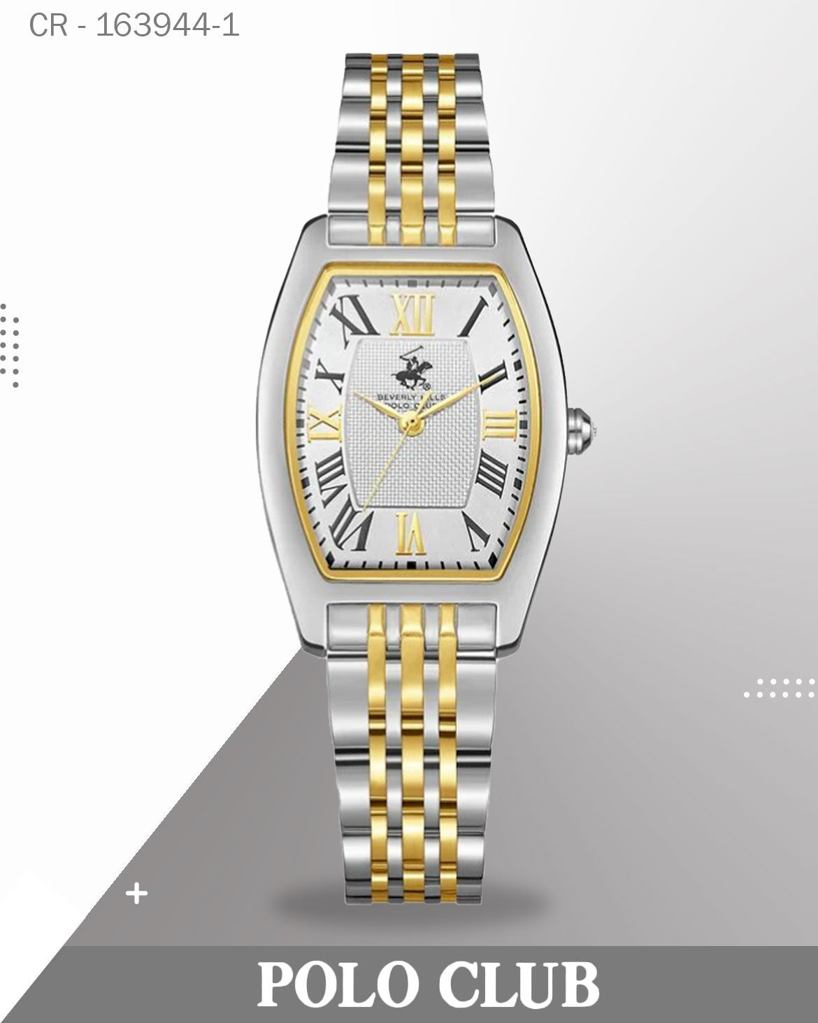 BP3716X.230 ,ساعة بولو كلوب النسائية التناظرية، مينا فضي مع سوار من الفولاذ المقاوم للصدأ بلونين