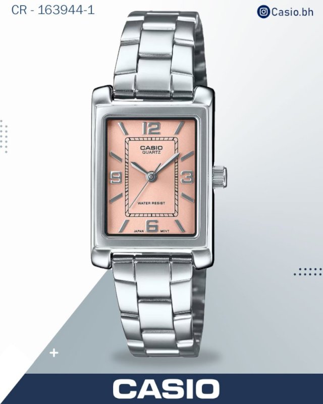 النسائية الكلاسيكية المستطيلة ساعة كاسيو LTP-1234DD-4A