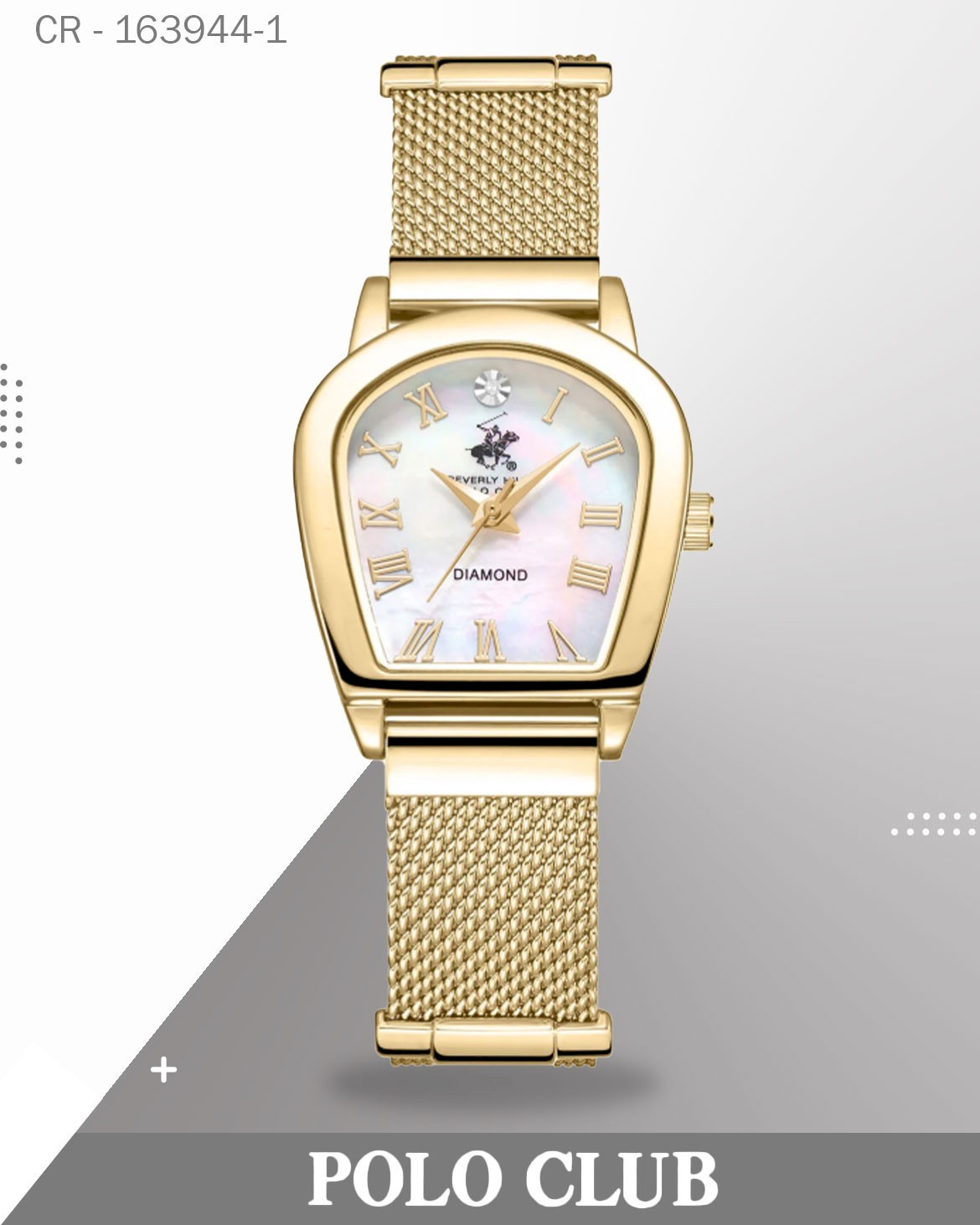 ساعة بولو كلوب النسائية التناظرية، مينا من عرق اللؤلؤ، BP3826C.120