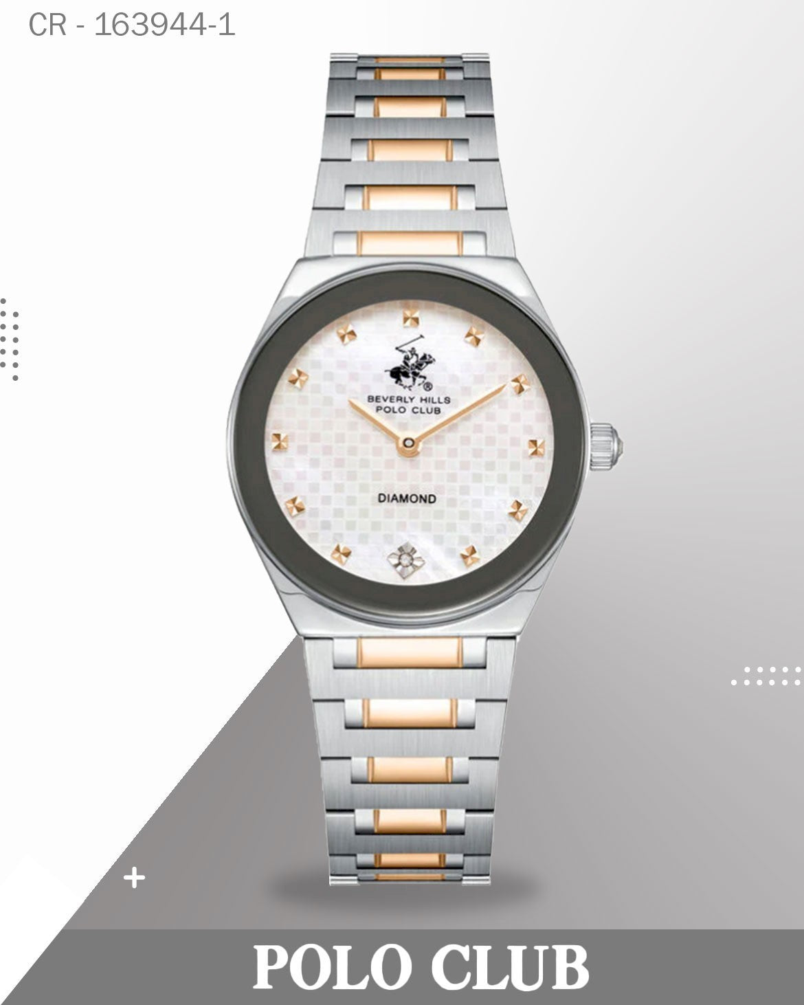 BP3866C.560 ,ساعة بولو كلوب النسائية، مينا من عرق اللؤلؤ وسوار من الفولاذ المقاوم للصدأ بلونين