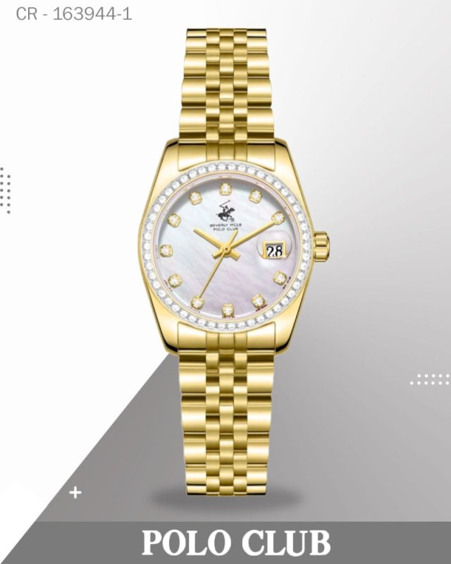ساعة بولو كلوب النسائية، تناظرية، مينا من عرق اللؤلؤ، BP3828X.520