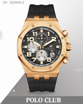 ساعة بولو كلوب رجالية تناظرية بمينا أسود وسوار من الراتنج الأسود، BP3783X.451