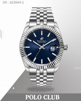 ساعة بولو كلوب رجالية أنالوج بميناء أسود مع سوار فضي، BP3018X.390