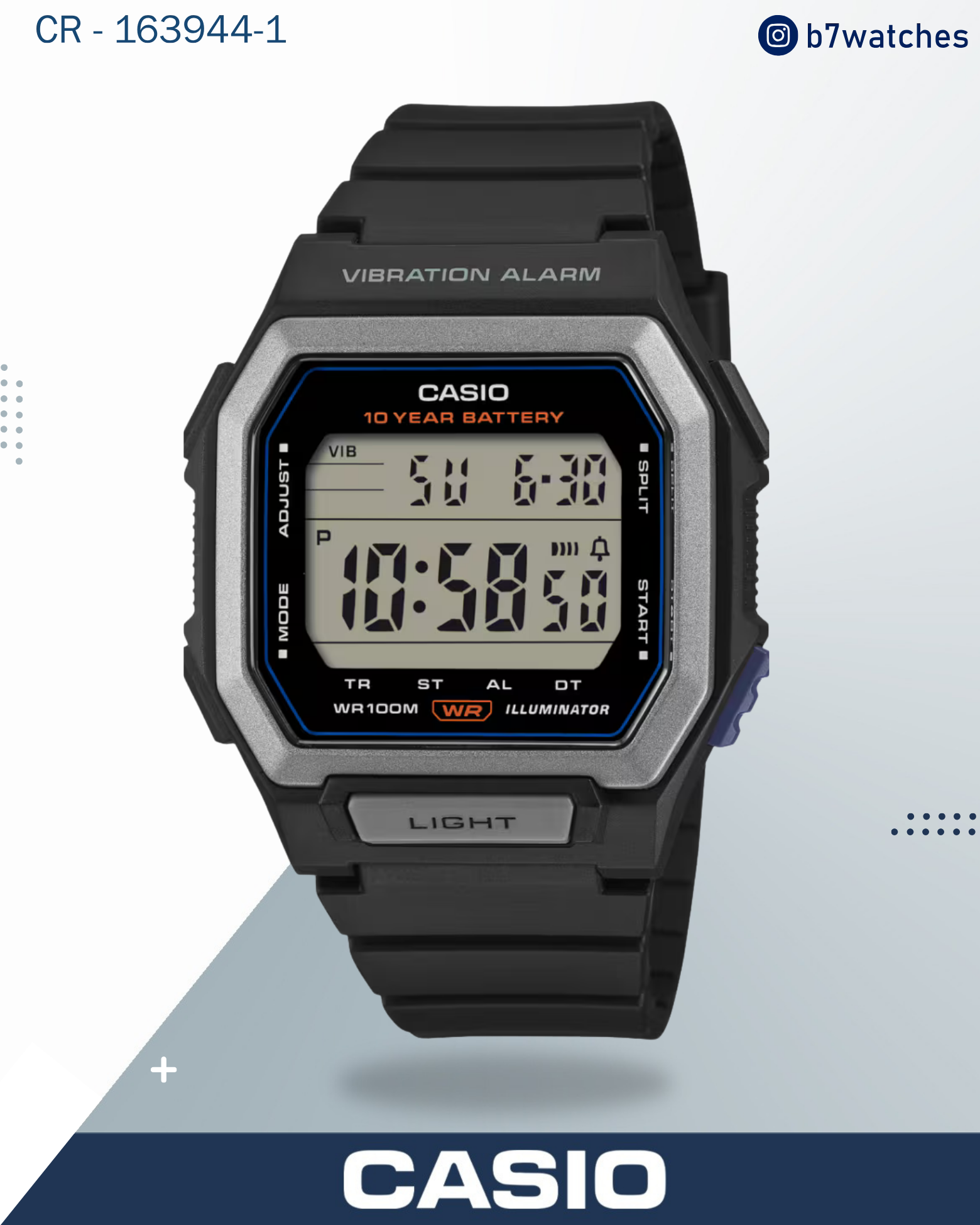 ‎ساعة كاسيو رجالية حزام مطاطي مناسبة للغطس 
W-738H-1AV