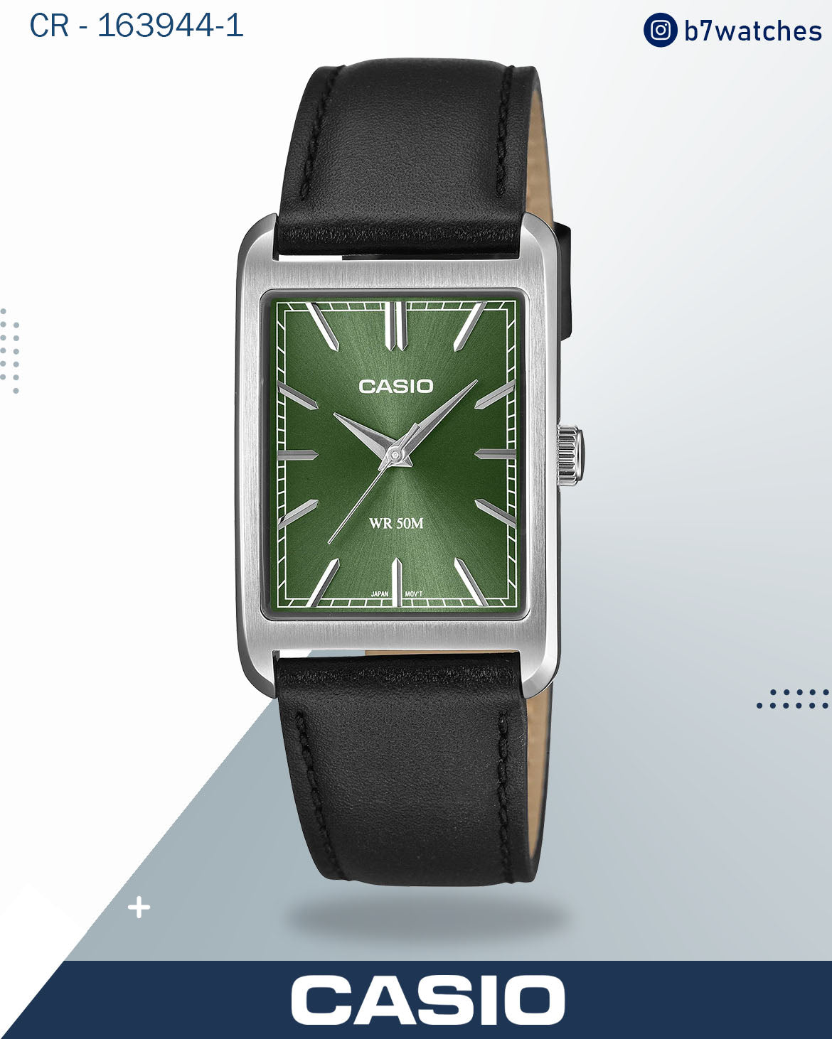 ساعة كاسيو رجالية تناظرية موديل التانك TANK CASIO - MTP-B215L-7AV