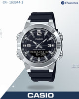 ساعة كاسيو للرجال، مينا زرقاء وسوار راتنج أسود، AMW-870-1AVDF