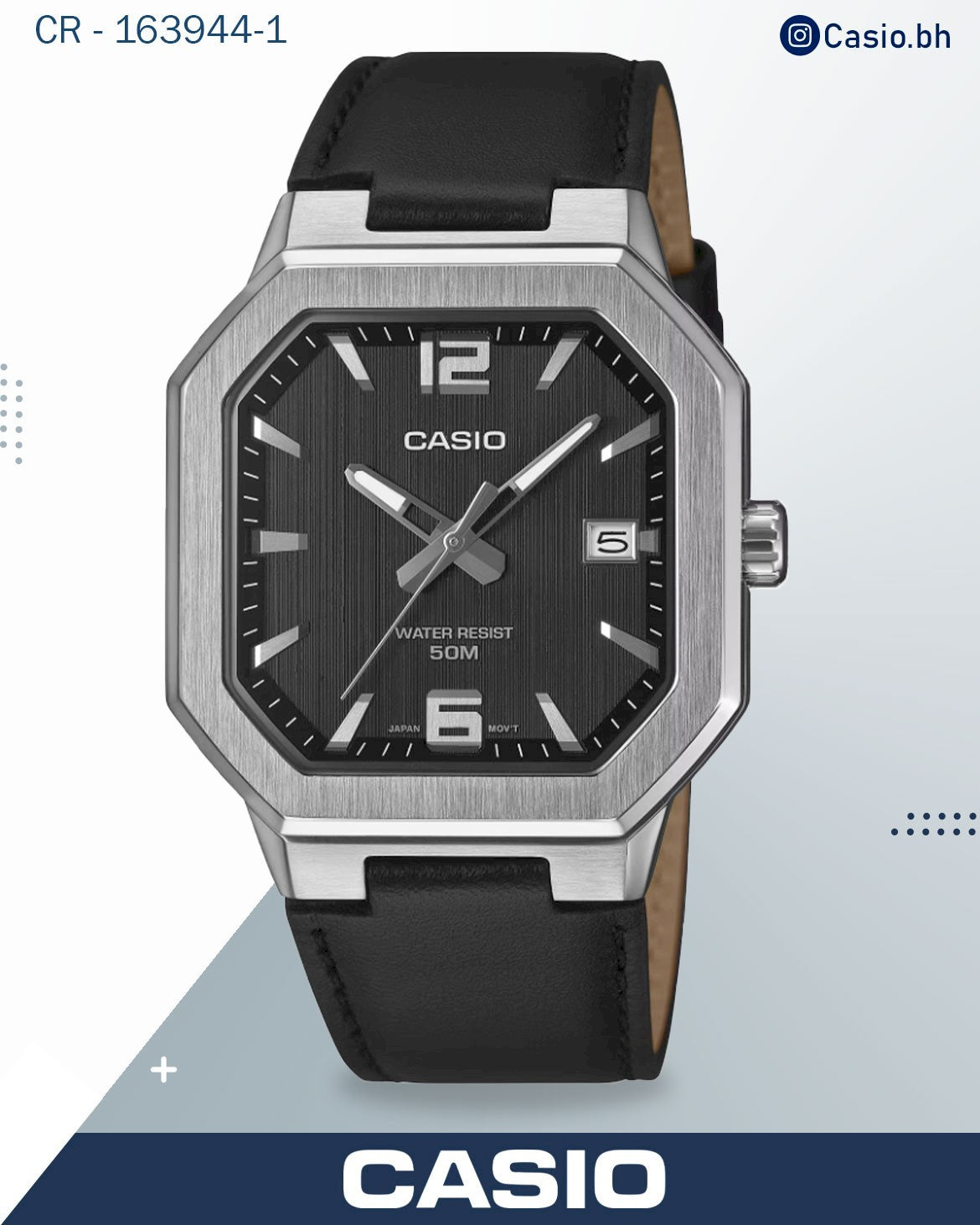 ساعة كاسيو رجالية تناظرية، مينا أسود مع سوار جلدي أسود، mtp-b195l-1avdf