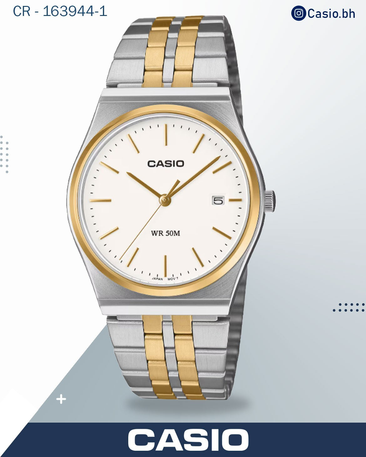 ساعة كاسيو رجالية تناظرية بمينا أسود وسوار باللونين الفضي والذهبي، MTP-B145SG-1AV