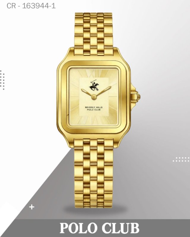 BP3850C.110 ,ساعة بولو كلوب النسائية التناظرية، مينا ذهبي مع سوار من الفولاذ المقاوم للصدأ الذهبي