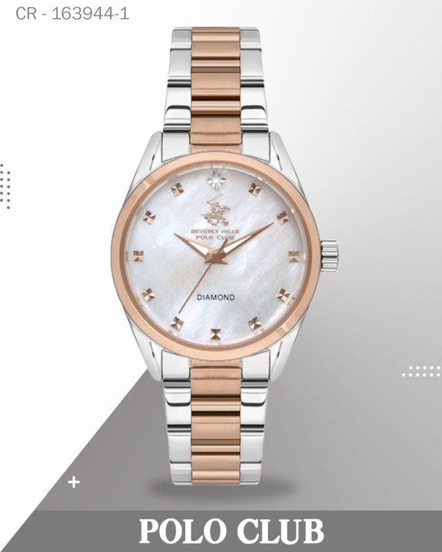 BP3601C.520 ,ساعة بولو كلوب النسائية التناظرية، مينا من عرق اللؤلؤ مع سوار ثنائي اللون