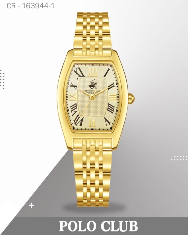 BP3716X.170 ,ساعة بولو كلوب النسائية، مينا بلون الشمبانيا مع سوار من الفولاذ المقاوم للصدأ الذهبي