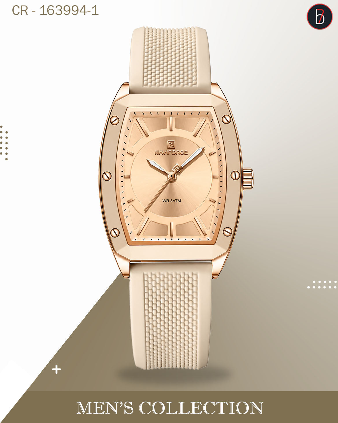 ساعة نافيفورس NF5049 النسائية كوارتز، سوار سيليكون، ساعة رياضية أنيقة وبسيطة بتصميم برميل، مقاومة للماء.