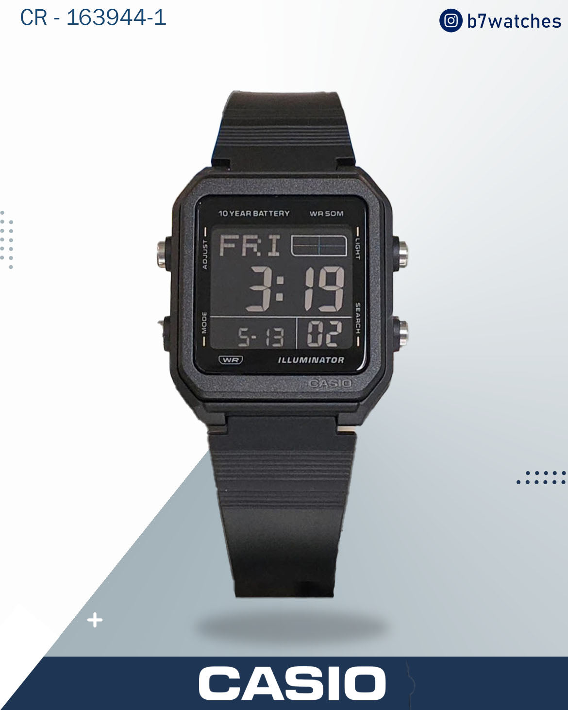 ساعة كاسيو الرقمية السوداء W-221H-1BVDF